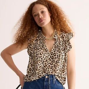 NWT J.Crew Leopard Tie Blouse XXS
